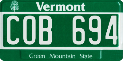 VT license plate COB694
