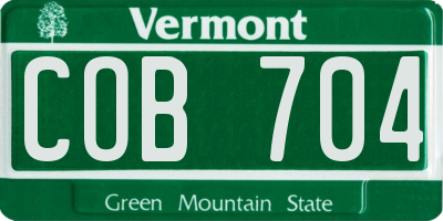 VT license plate COB704