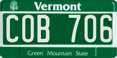 VT license plate COB706