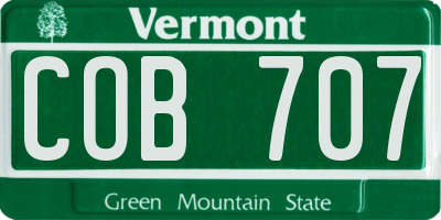 VT license plate COB707