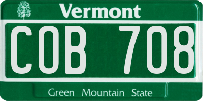 VT license plate COB708