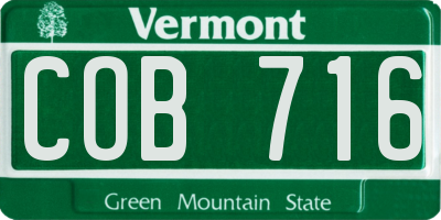 VT license plate COB716