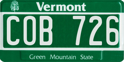 VT license plate COB726