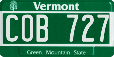VT license plate COB727