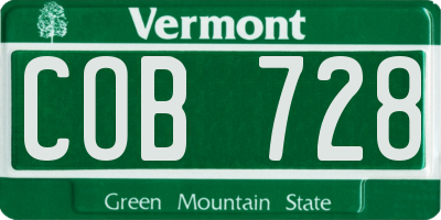 VT license plate COB728