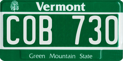 VT license plate COB730