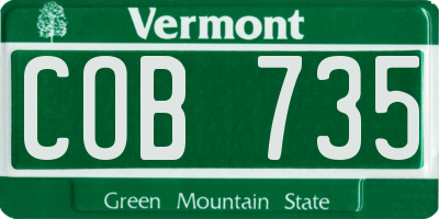 VT license plate COB735