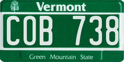 VT license plate COB738