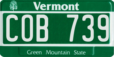 VT license plate COB739