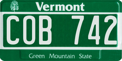 VT license plate COB742