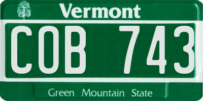 VT license plate COB743