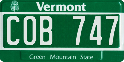 VT license plate COB747