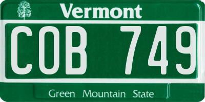 VT license plate COB749