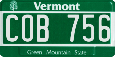 VT license plate COB756