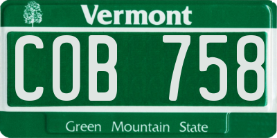 VT license plate COB758