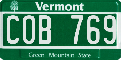 VT license plate COB769