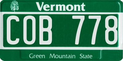 VT license plate COB778