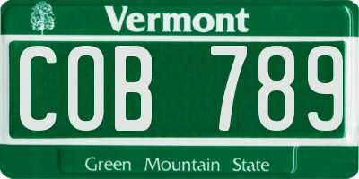 VT license plate COB789
