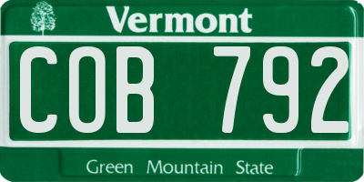 VT license plate COB792