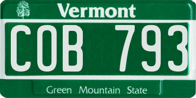 VT license plate COB793