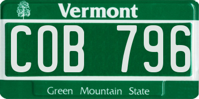 VT license plate COB796