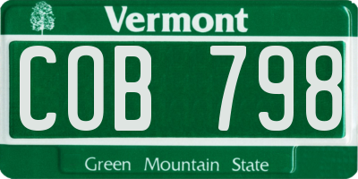 VT license plate COB798