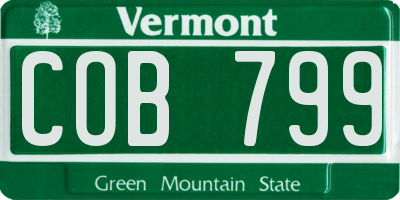 VT license plate COB799