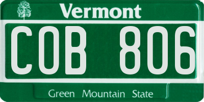 VT license plate COB806