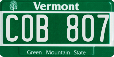 VT license plate COB807