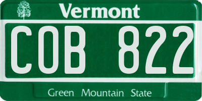 VT license plate COB822