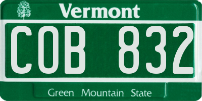 VT license plate COB832