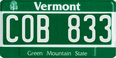 VT license plate COB833