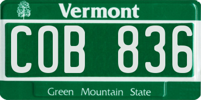 VT license plate COB836