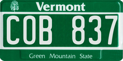 VT license plate COB837