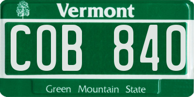 VT license plate COB840