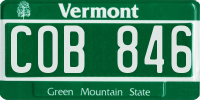 VT license plate COB846