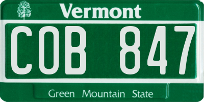 VT license plate COB847