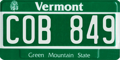 VT license plate COB849