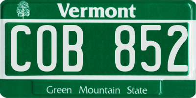 VT license plate COB852