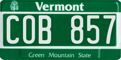 VT license plate COB857