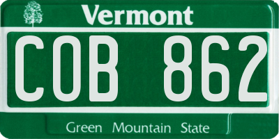 VT license plate COB862