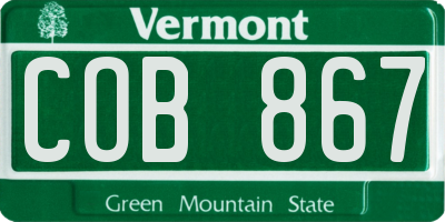 VT license plate COB867