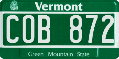 VT license plate COB872