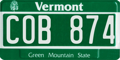 VT license plate COB874