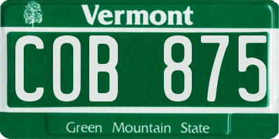 VT license plate COB875