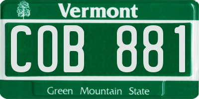 VT license plate COB881