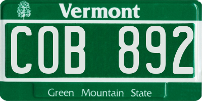 VT license plate COB892