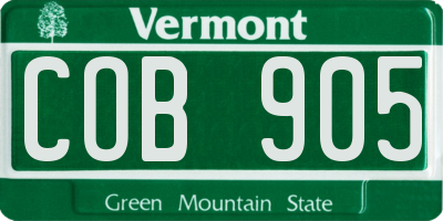 VT license plate COB905