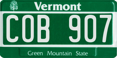 VT license plate COB907
