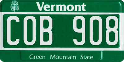 VT license plate COB908